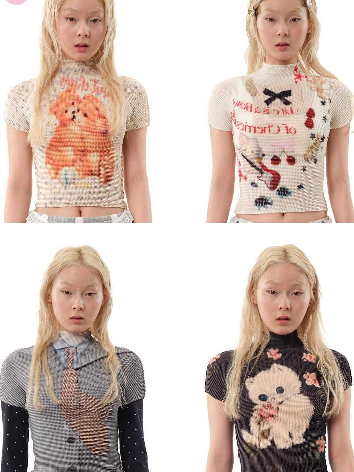 MOF Playful Graffiti Printed Ruched Slim Fit Women's Polyester Crop Tops