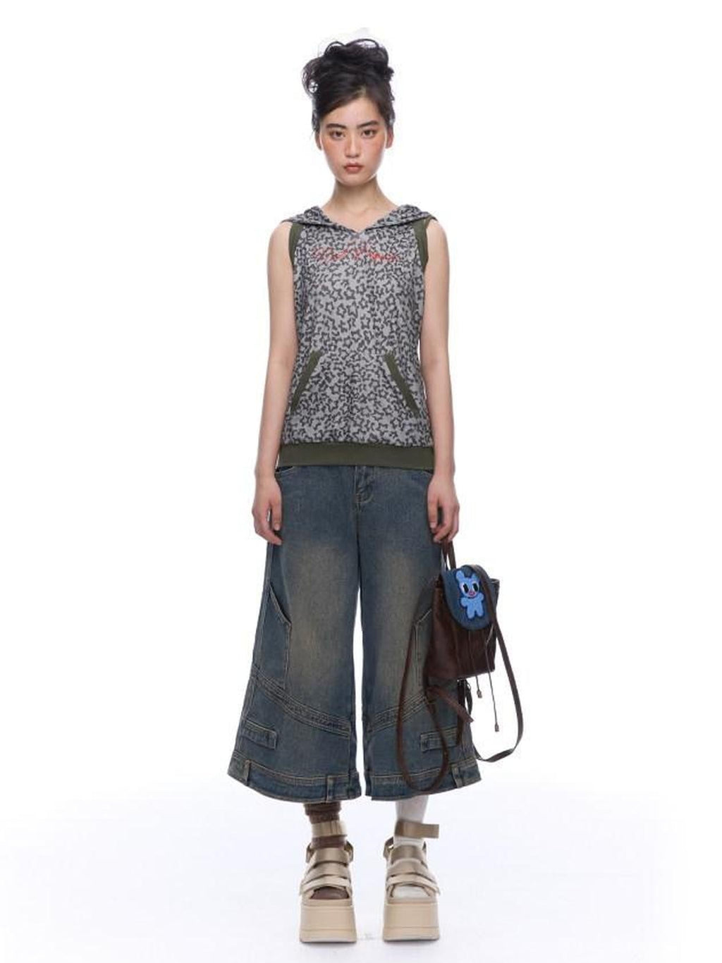 NextPassport MOF Mid Calf Raw Hem Deconstructed Panelled Women's Denim Cropped Jeans