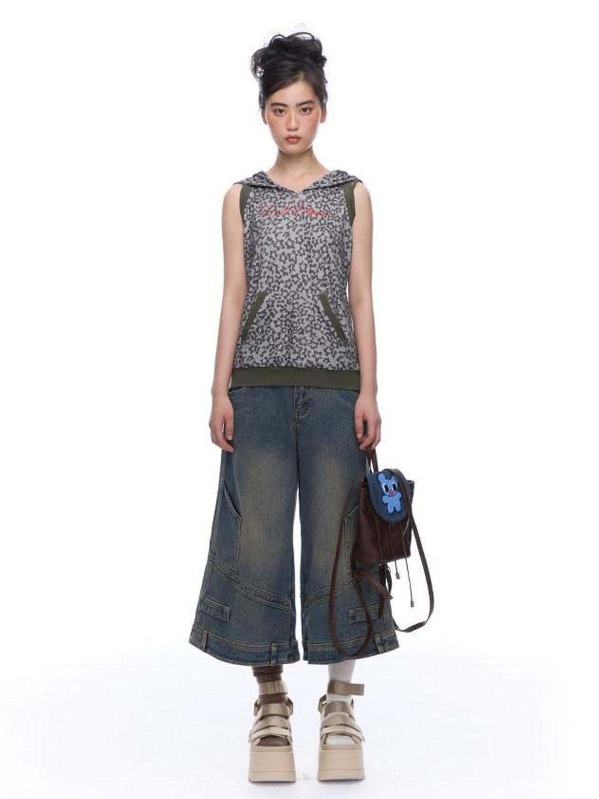 NextPassport MOF Mid Calf Raw Hem Deconstructed Panelled Women's Denim Cropped Jeans