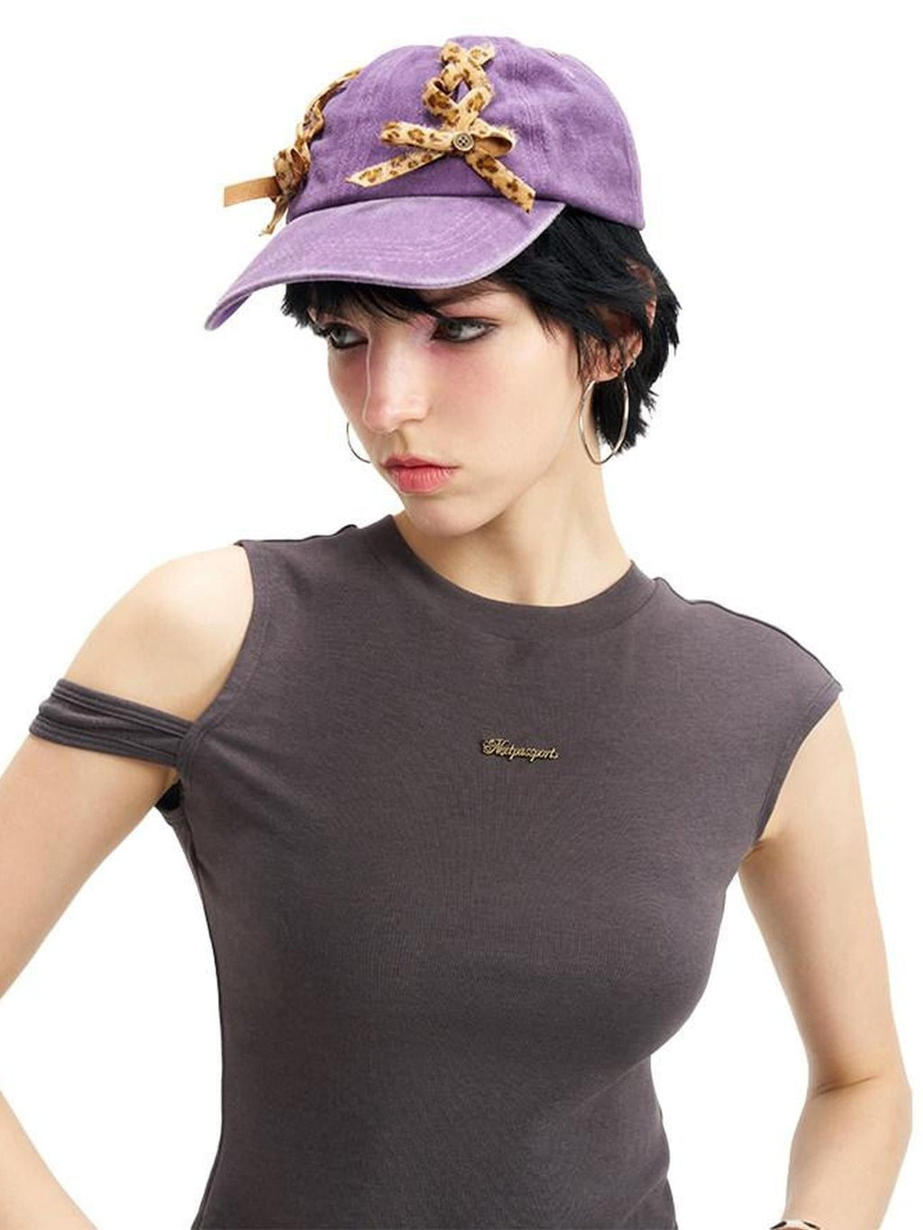 NextPassport MOF Purple Leopard Print Tie Back Casual Women's Cotton Baseball Caps
