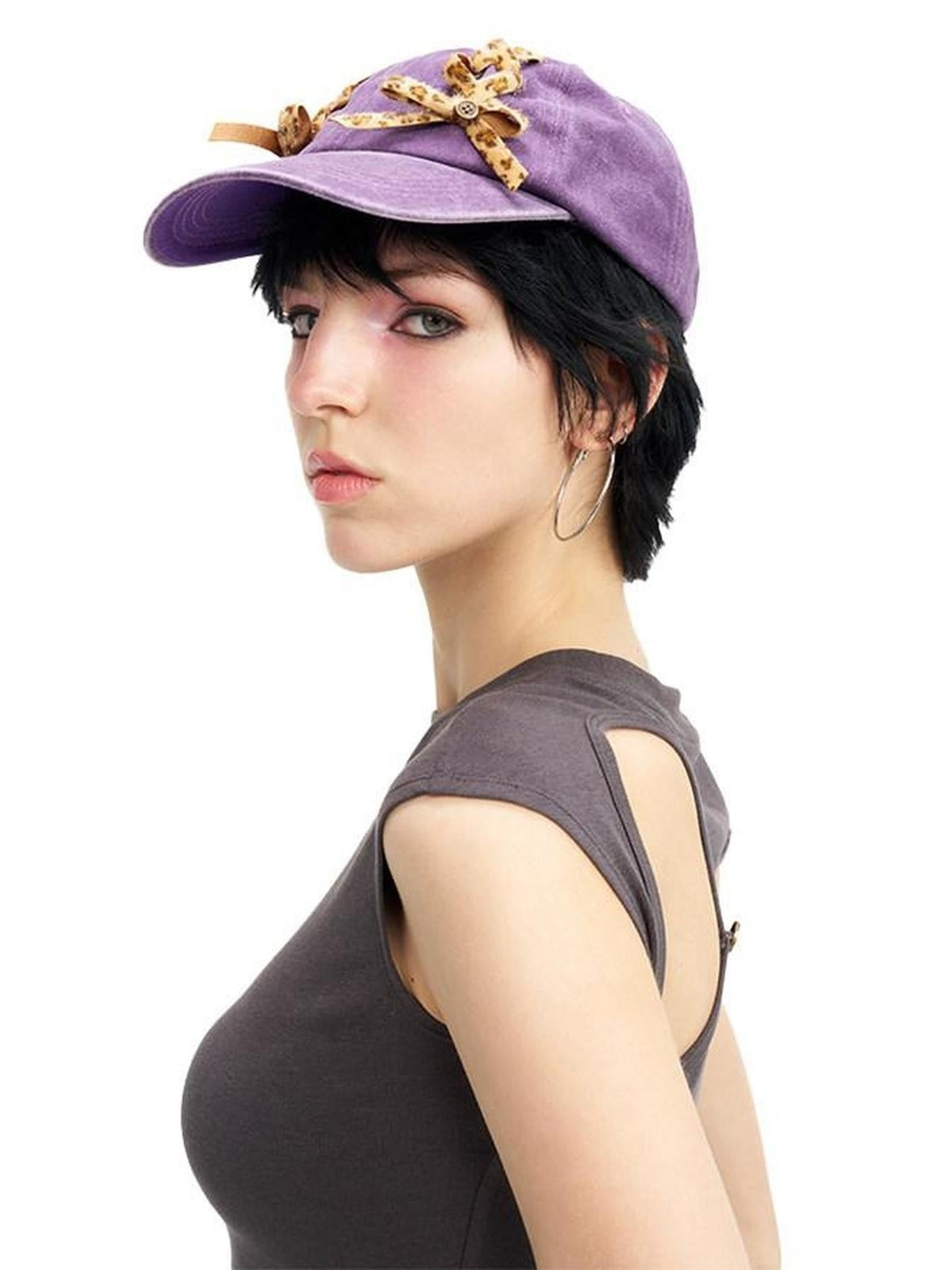 NextPassport MOF Purple Leopard Print Tie Back Casual Women's Cotton Baseball Caps