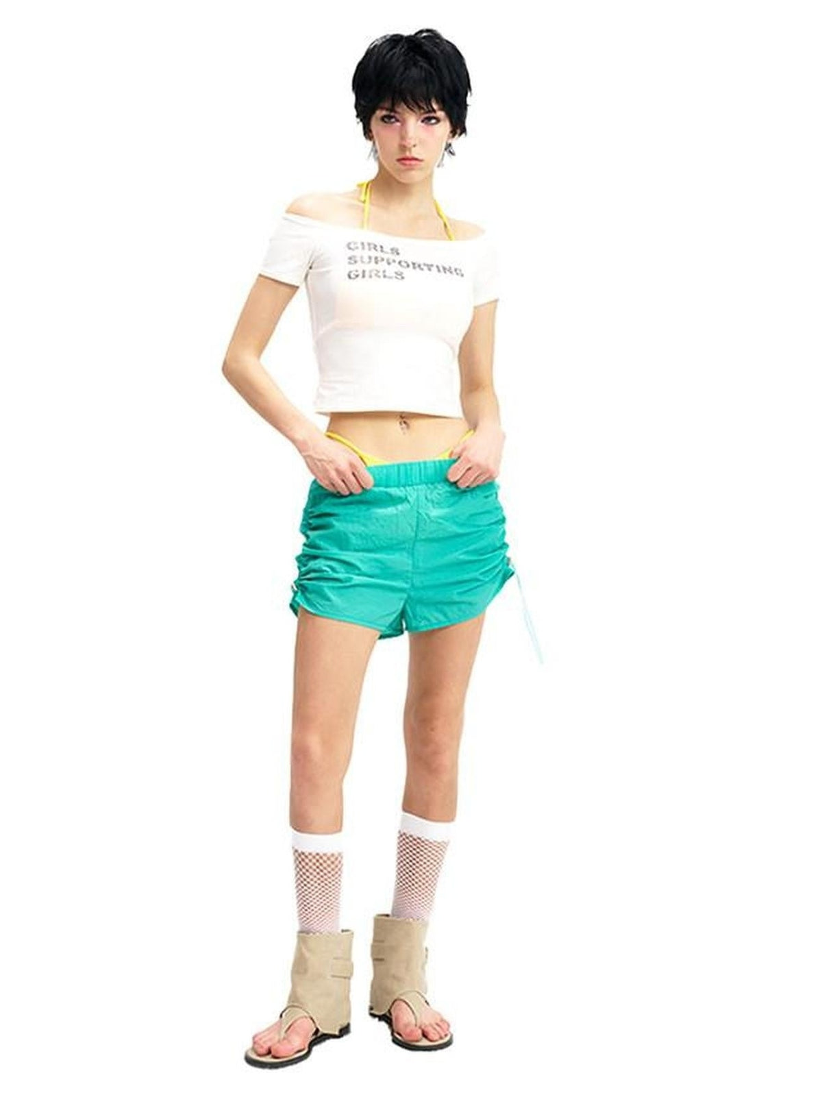 NextPassport MOF Multicolor Quick Dry Breathable Lightweight Women's Nylon Blend Athletic Shorts