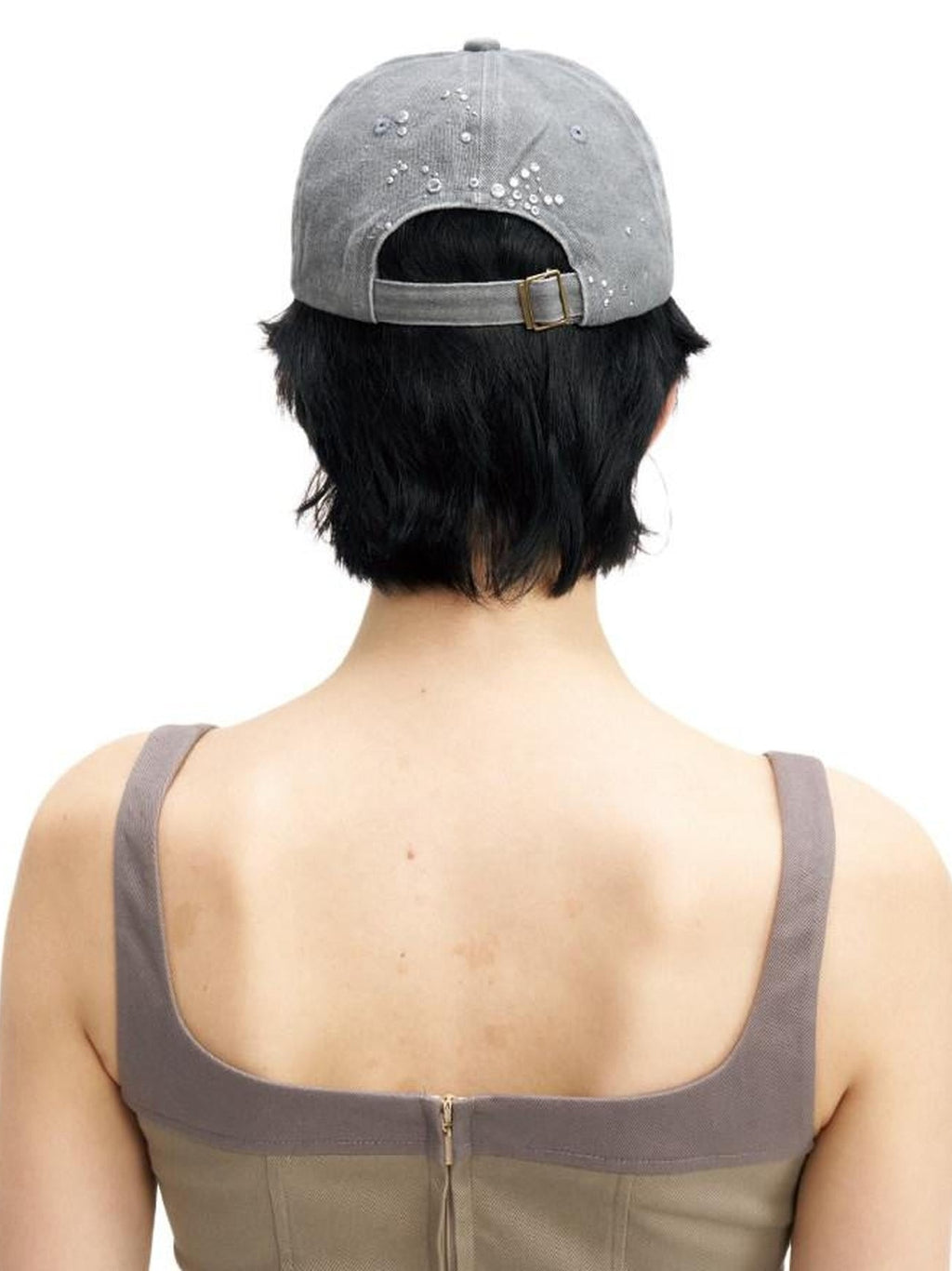 NextPassport MOF Gray Butterfly Rhinestone Perforated Cartoon Women's Cotton Baseball Caps