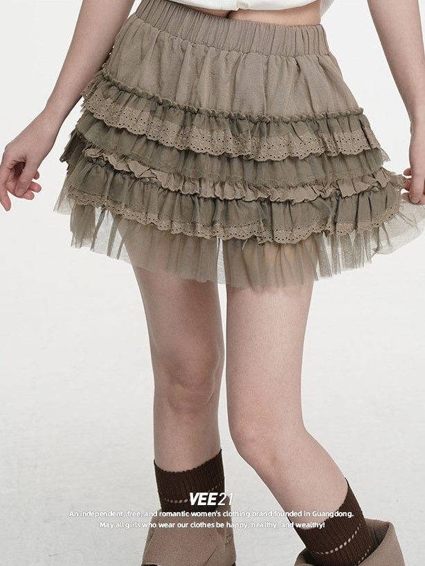 VEEMIX_Ivory_Lace_Tulle_Cake_Women's_Cotton_Nylon_Blend_Tiered_Skirts_1021929225938_MISSTT