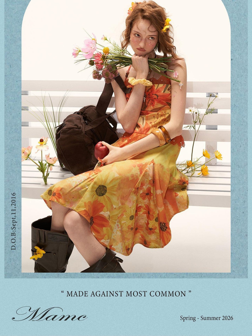 mamc Yellow Floral Beach Vacation Waist Cinched Halter Women's Polyester Slip Midi Dresses