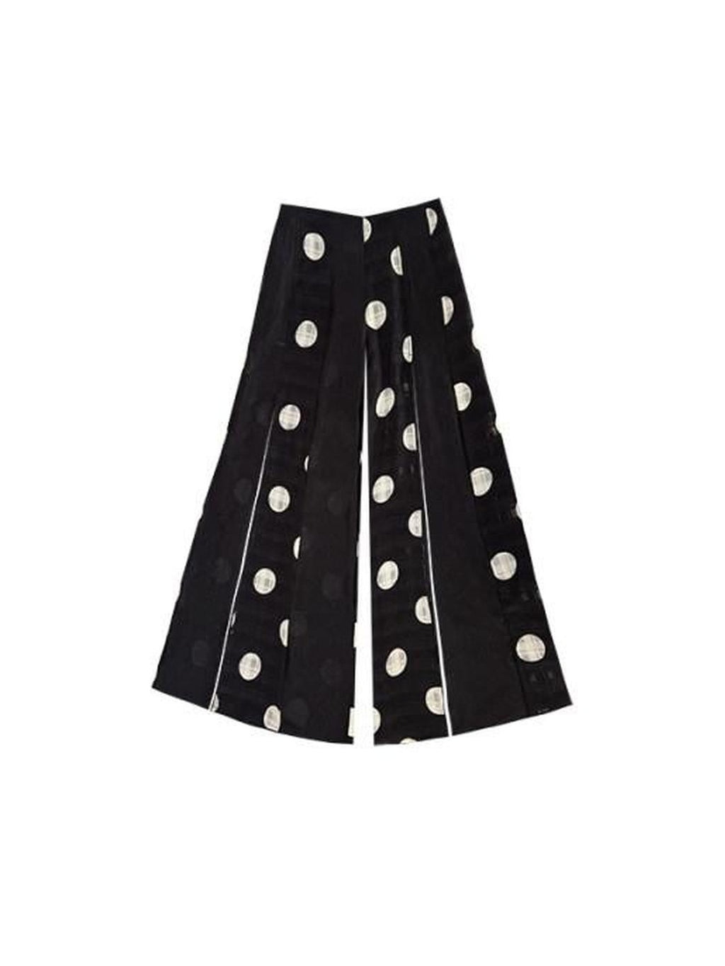 SENSELF Black Asymmetric Patch Polka Dot Plaid Split Low Waist Women's Wide-leg Pants