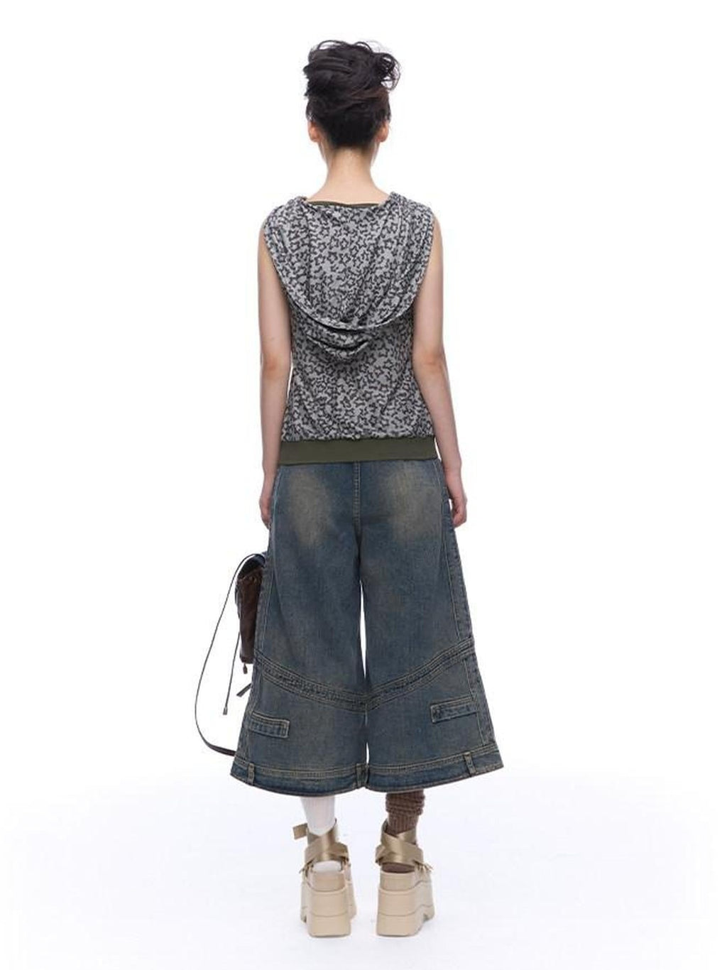 NextPassport MOF Mid Calf Raw Hem Deconstructed Panelled Women's Denim Cropped Jeans