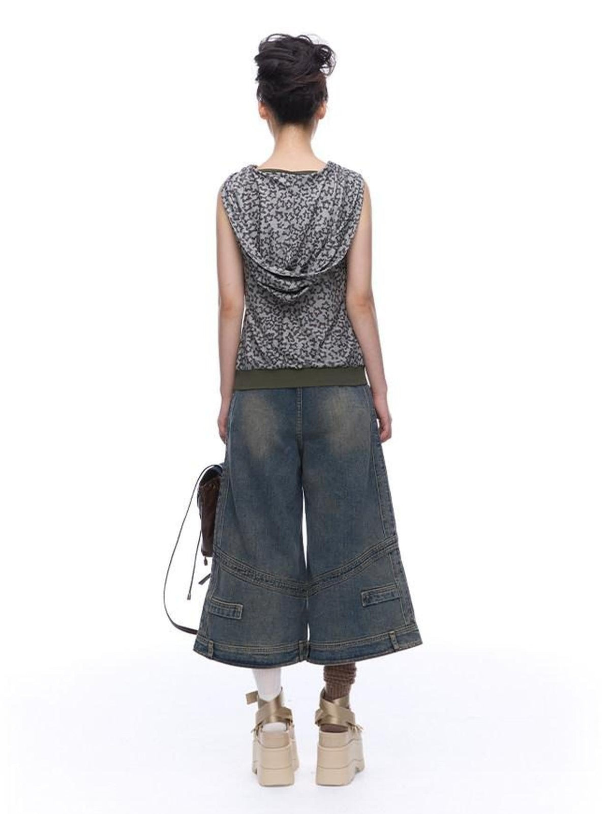 NextPassport MOF Mid Calf Raw Hem Deconstructed Panelled Women's Denim Cropped Jeans