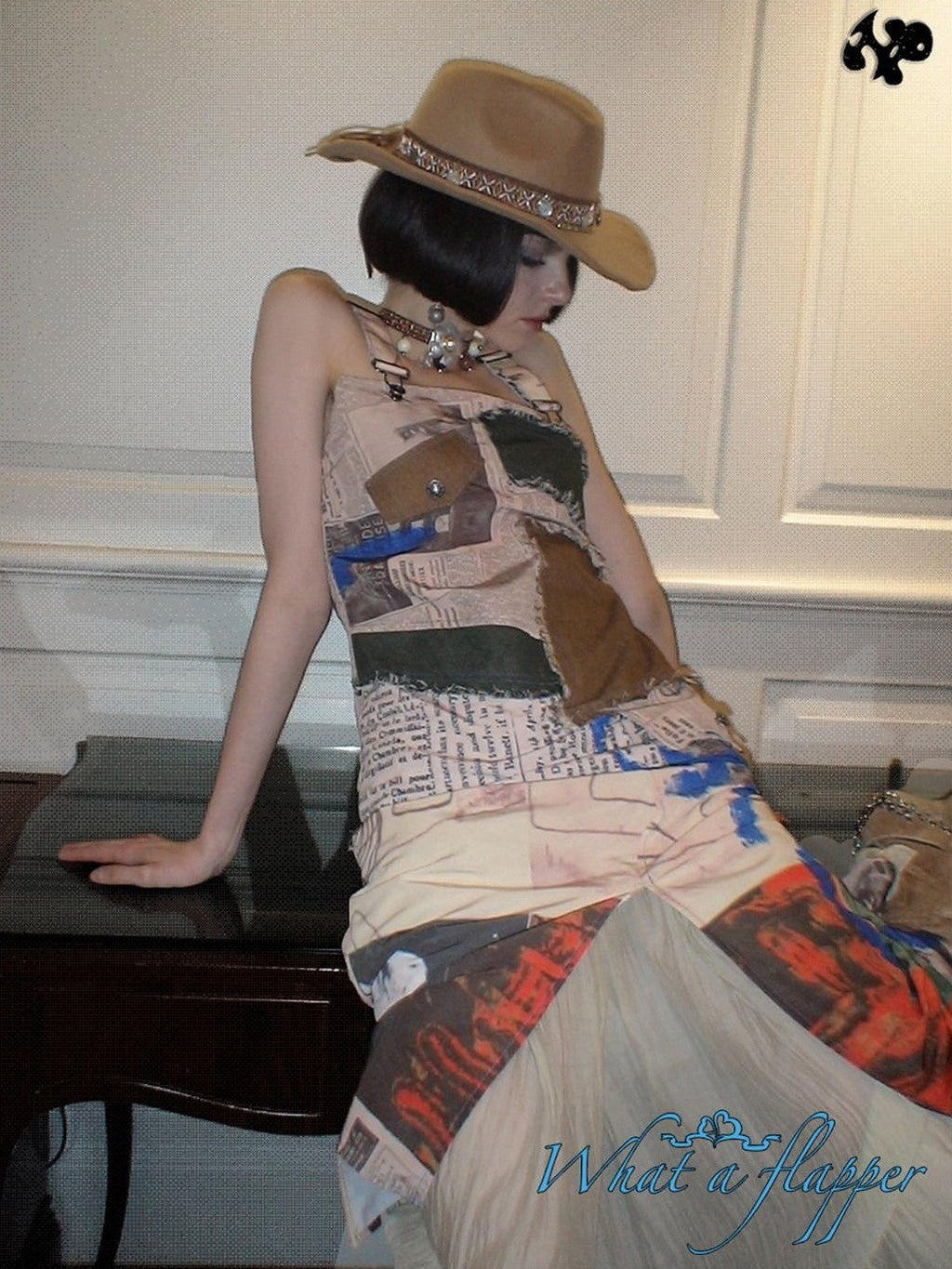 NextPassport MOF Newspaper Graffiti Asymmetrical Strappy Women's Polyester Slip Maxi Dresses