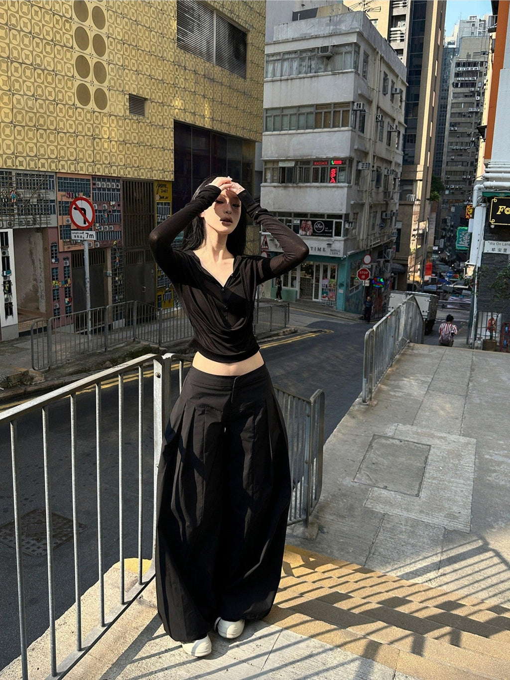 Fanptntox Parachute Paperbag Cargo Low Waist Women's Other Fabric Wide-leg Pants