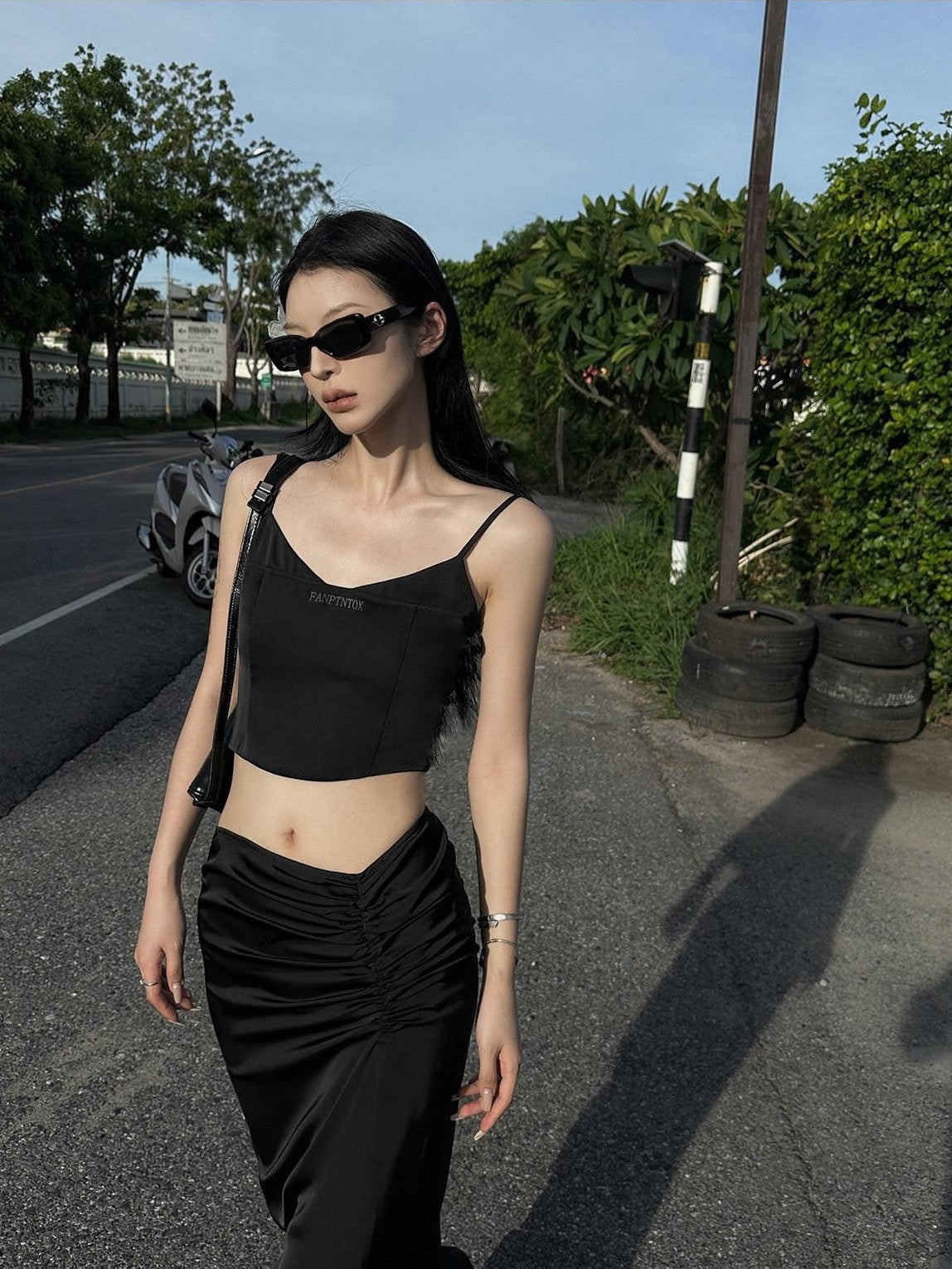 Fanptntox Black Solid Fitted Low Waist Fishtail Long Women's Mermaid Skirts