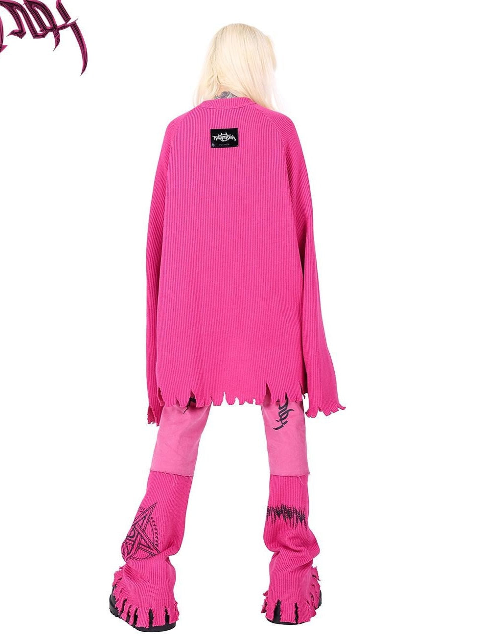 PINKSPINK Pentagram Denim Patchwork Raglan Printed Women's Knit Sweatshirts
