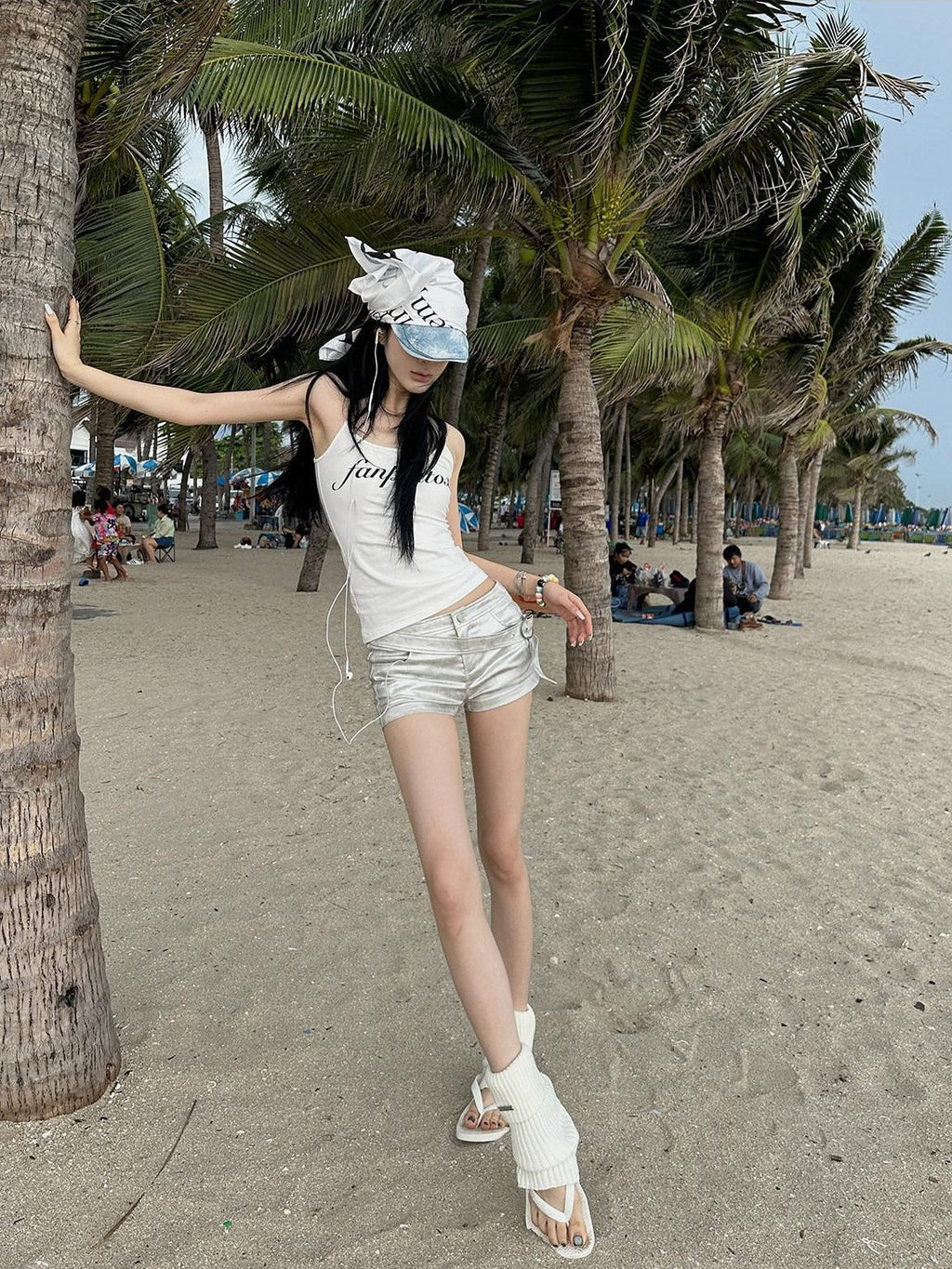 Fanptntox Silver Low Waist Slim Fit Streetwear Women's Other Fabric Hot Pants