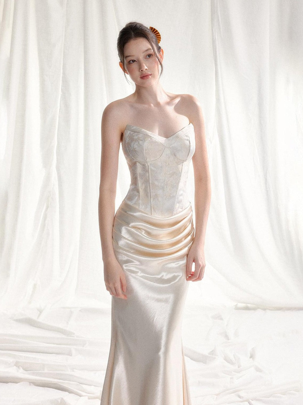 Tut tuto Jacquard Strapless Mermaid Women's Silk Bodycon Maxi Dresses