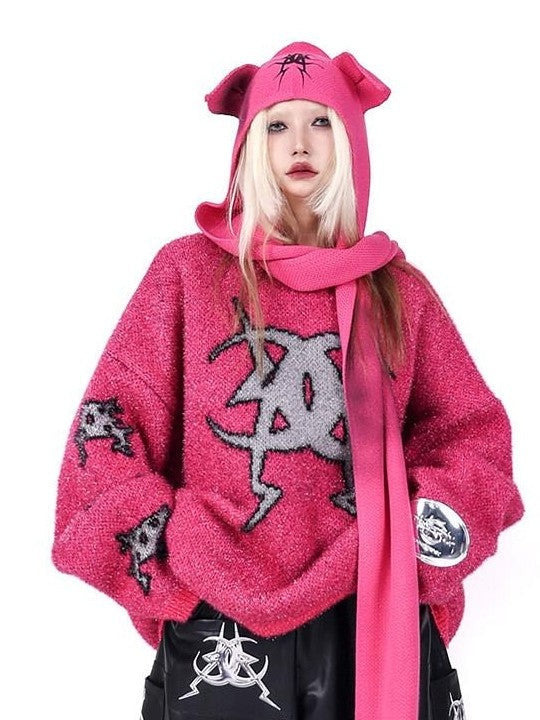 PINKSPINK Cozy Thick Knit Moon Crystal Women's Acrylic Blend Pullover Sweaters