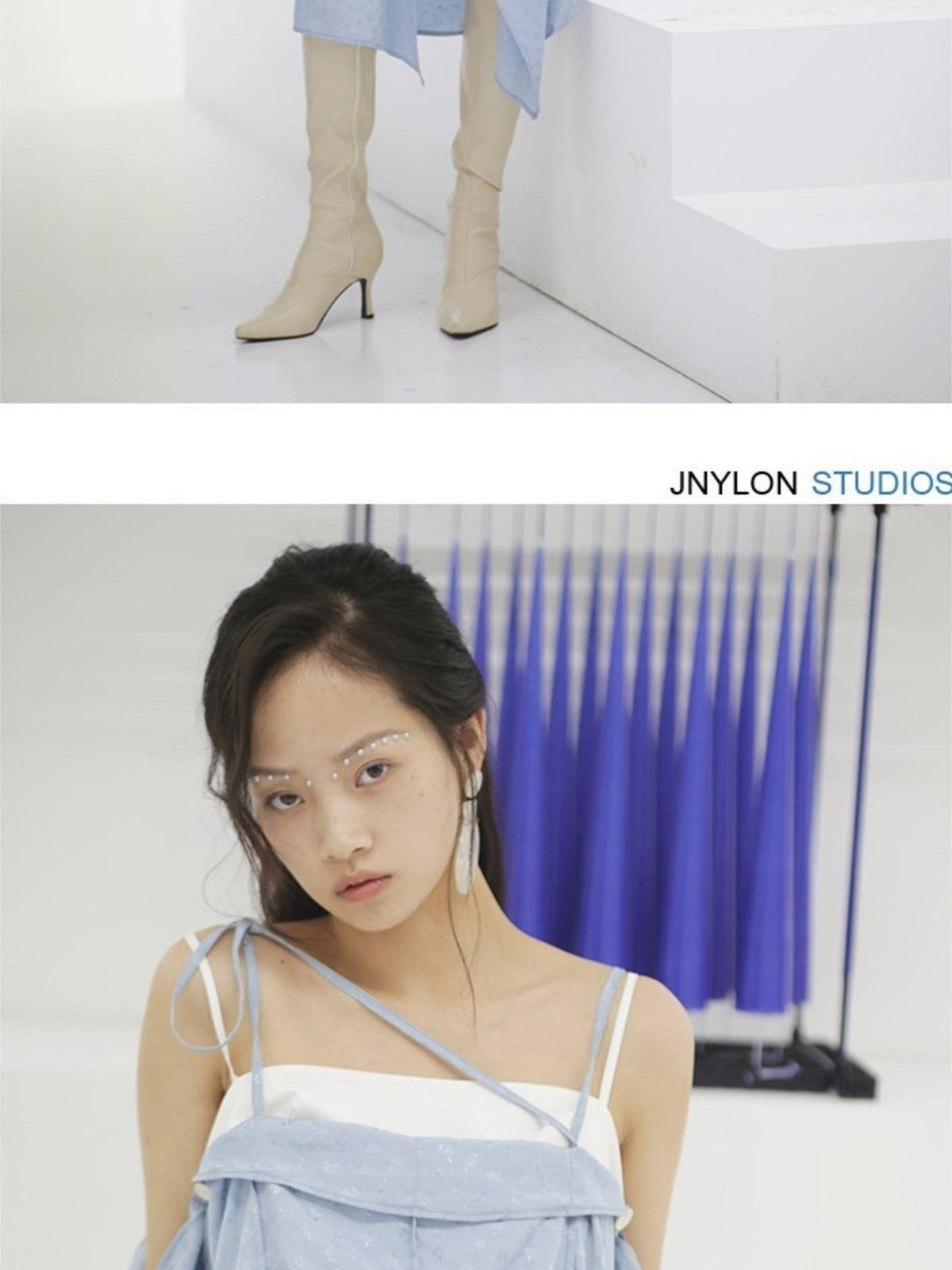 Jnylon studios Jacquard Tie Two Piece Loose Waist Women's Slip Midi Dresses