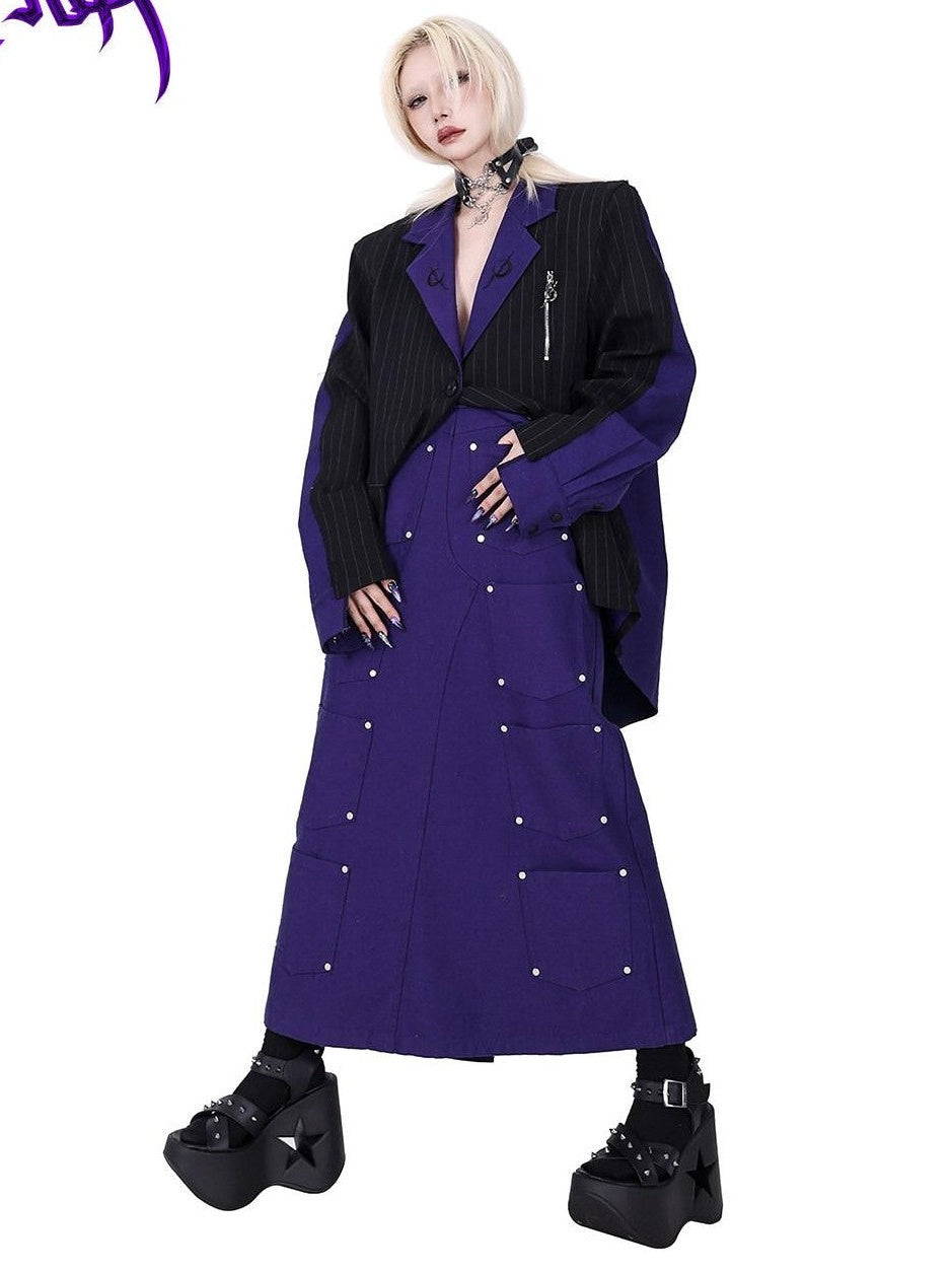 PINKSPINK Dreamy Purple Patchwork Embroidered Sculpted Women's Polyester Blazers