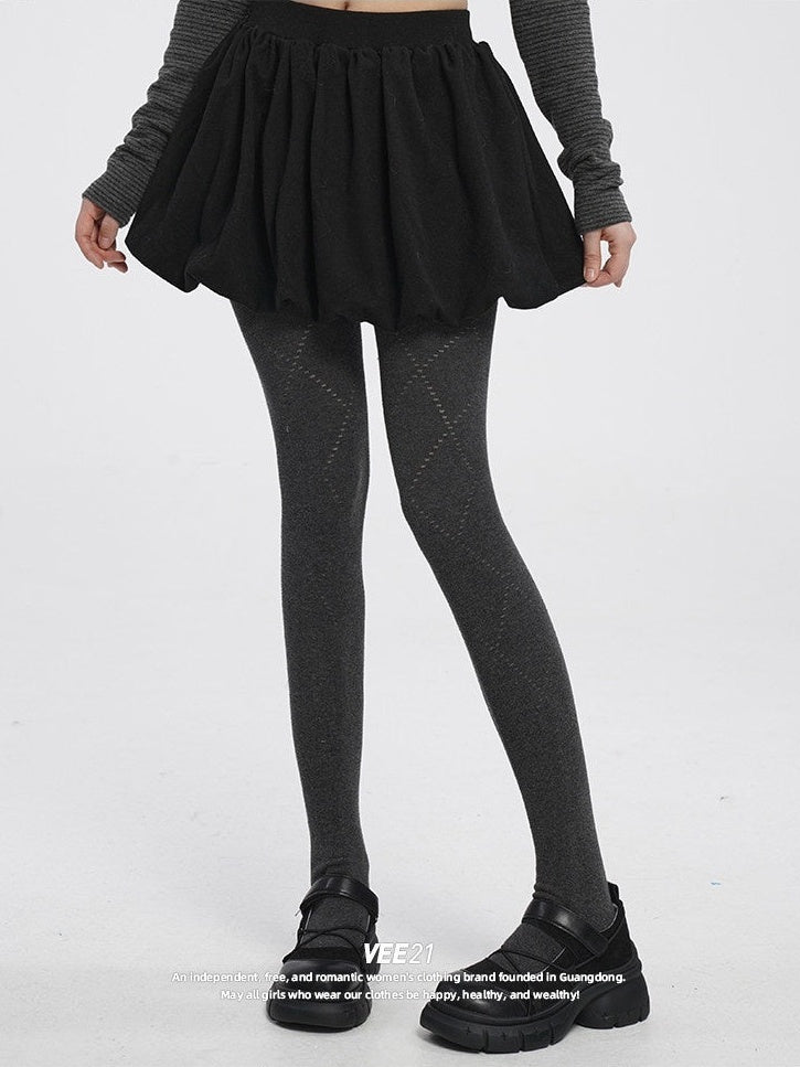 VEEMIX_Grey_Brushed_Fleece_Pleated_Puffed_Women's_Polyester_Cotton_Blend_Mini_Skirts_1003303561910_MISSTT