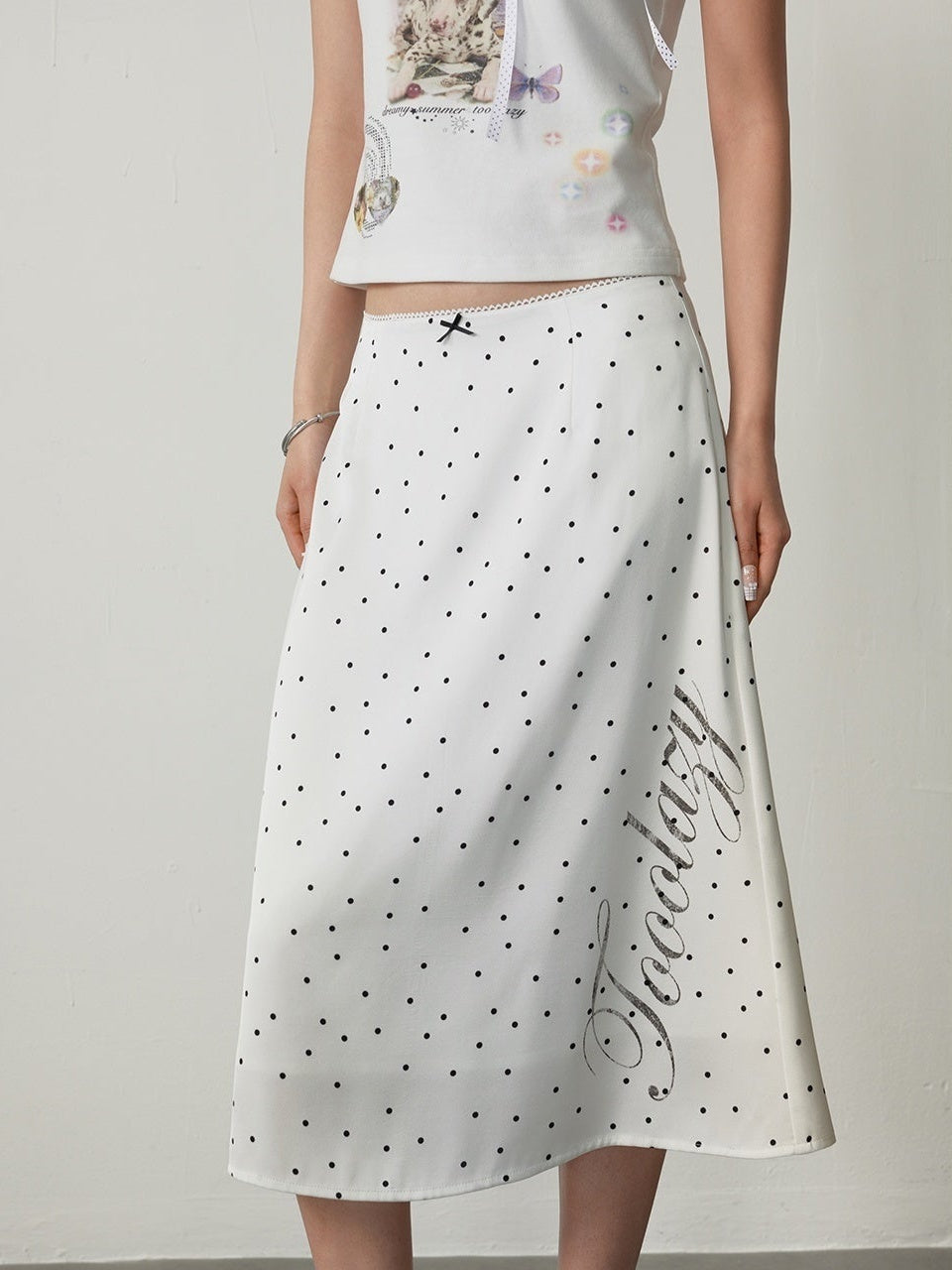 TOOOLAZY_White_Polka_Dot_Print_High_Waist_Mid_Length_Women's_Polyester_A-line_Skirts_1041149137406_MISSTT