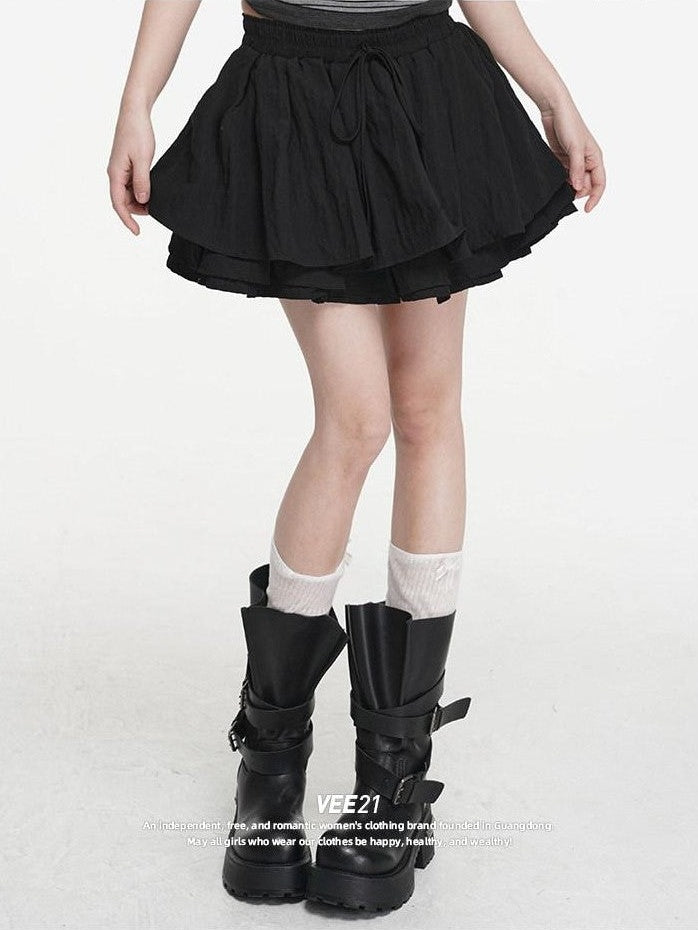 VEEMIX Pleated Ballerina A Line Tie Detail Women's Regenerated Cellulose Mini Skirts