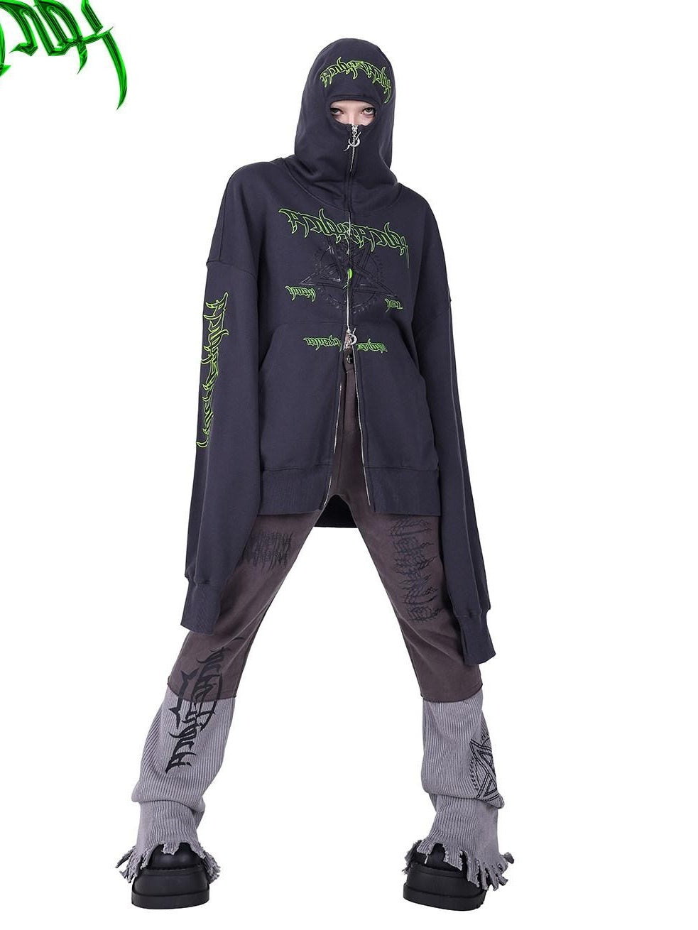 PINKSPINK Moon Star Embroidered Letter Print Double Zip Women's Cotton Zip-up Hoodies