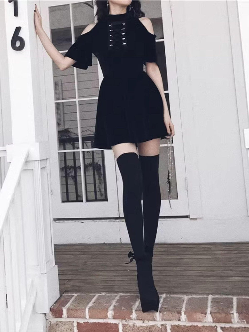 VOCK Black Anti Slip Thigh High Solid Slimming Women's Velvet Hold Up Socks