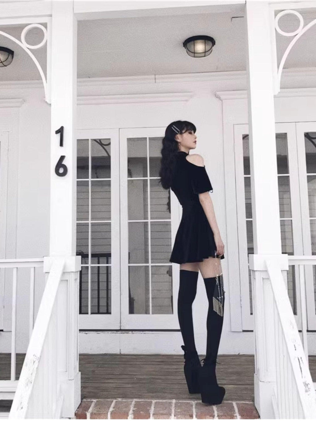 VOCK Black Anti Slip Thigh High Solid Slimming Women's Velvet Hold Up Socks