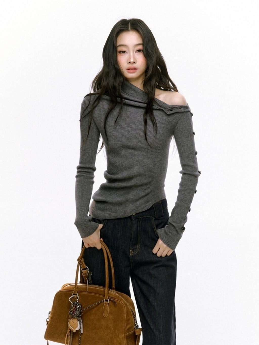 RedBling_Asymmetric_Neck_Buttoned_Knit_Slim_Women's_Long_Sleeve_T-shirts_848045255043_MISSTT
