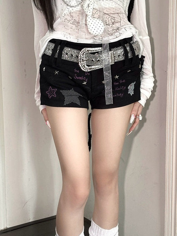 Kyouko_Baby_Graffiti_Print_High_Waist_Straight_Leg_Women's_Other_Material_Hot_Pants_923703410273_MISSTT