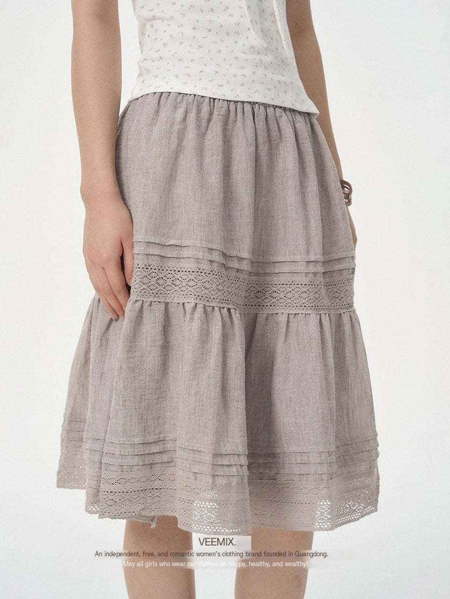 VEEMIX_Linen_Gray_Eyelet_Lace_A_Line_High_Waist_Women's_Viscose_Blend_Midi_Skirts_1056373950486_MISSTT
