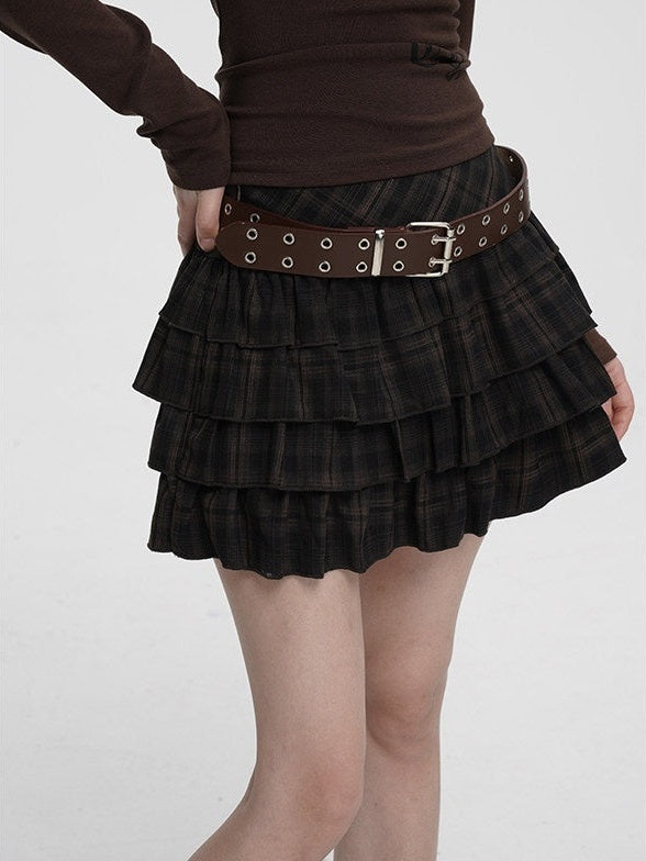 VEEMIX_Black_Plaid_Pleated_A_Line_Low_Waist_Side_Zip_Women's_Polyester_Tiered_Skirts_973400089959_MISSTT