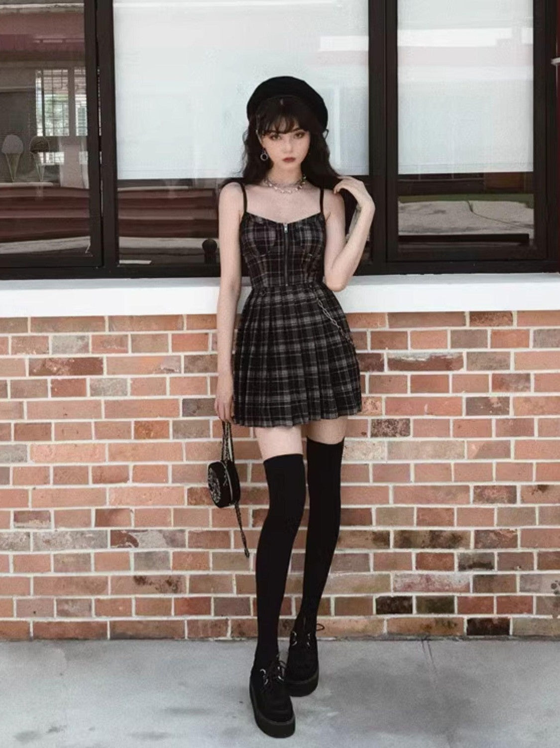VOCK Black Anti Slip Thigh High Solid Slimming Women's Velvet Hold Up Socks