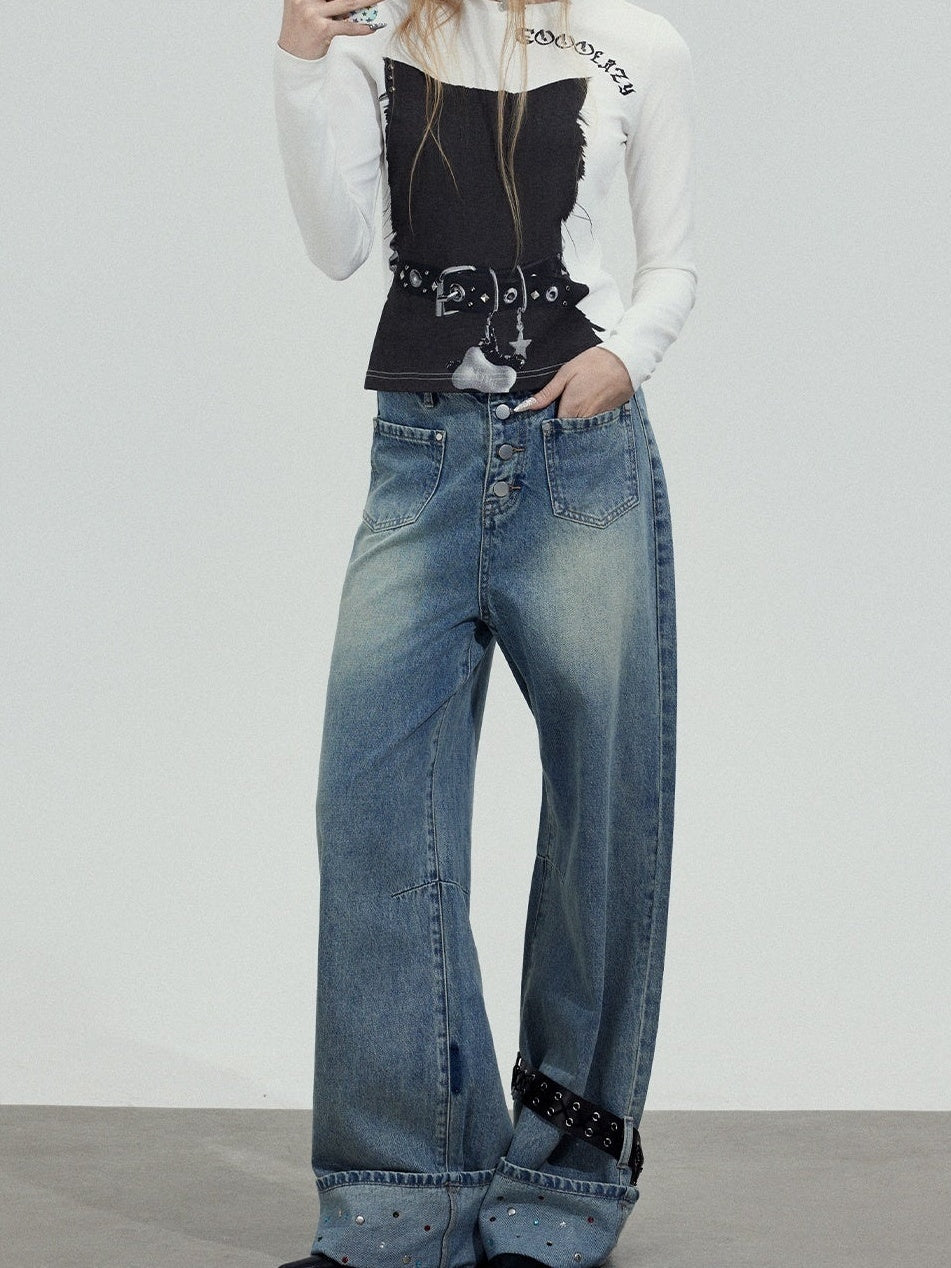 TOOOLAZY_Washed_Rhinestone_Hem_Belt_Button_Fly_Women's_Natural_Waist_Wide-leg_Jeans_1021397590183_MISSTT