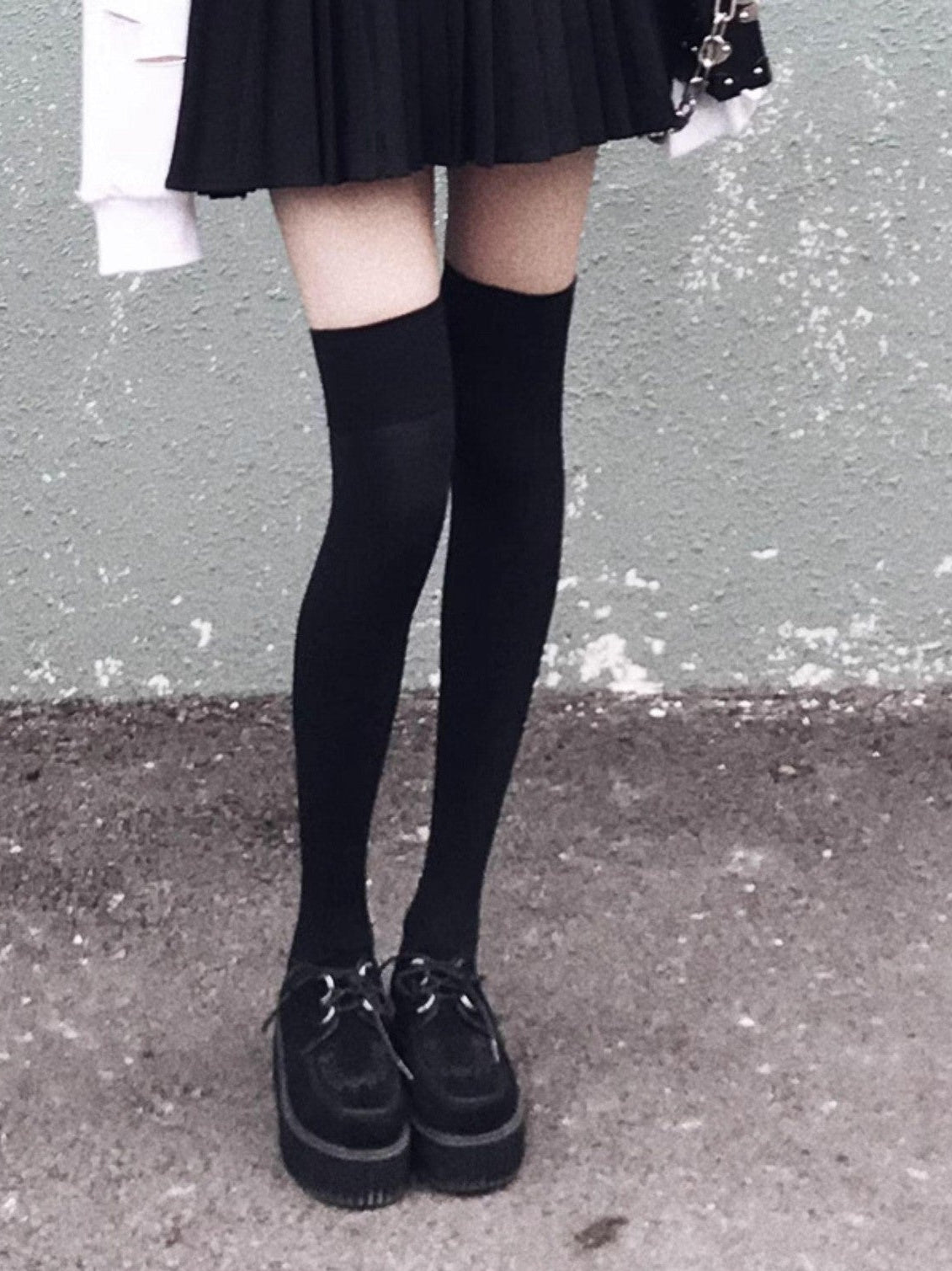 VOCK Black Anti Slip Thigh High Solid Slimming Women's Velvet Hold Up Socks