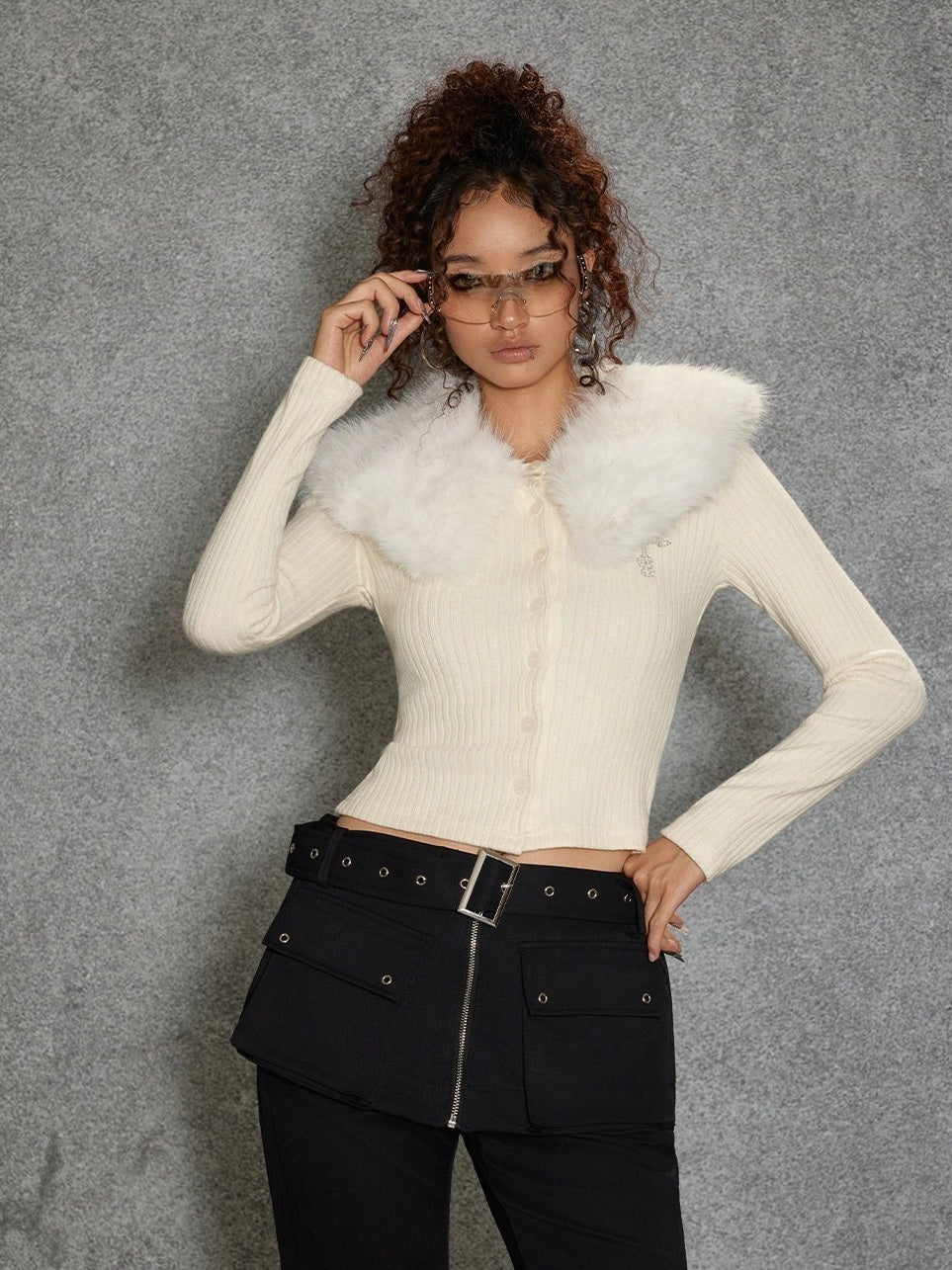 TOOOLAZY_Wide_Faux_Fur_Collar_Wing_Knit_Long_Sleeve_Women's_Polyester_Blend_Cardigans_987289144759_MISSTT