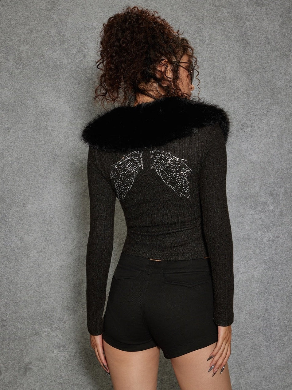 TOOOLAZY_Wide_Faux_Fur_Collar_Wing_Knit_Long_Sleeve_Women's_Polyester_Blend_Cardigans_987289144759_MISSTT