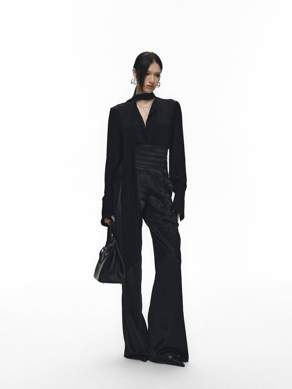 Fanptntox_Satin_Ribbon_Blazer_Lapel_Straight_Women's_Viscose_Casual_Top_&_Pants_Sets_964627289142_MISSTT