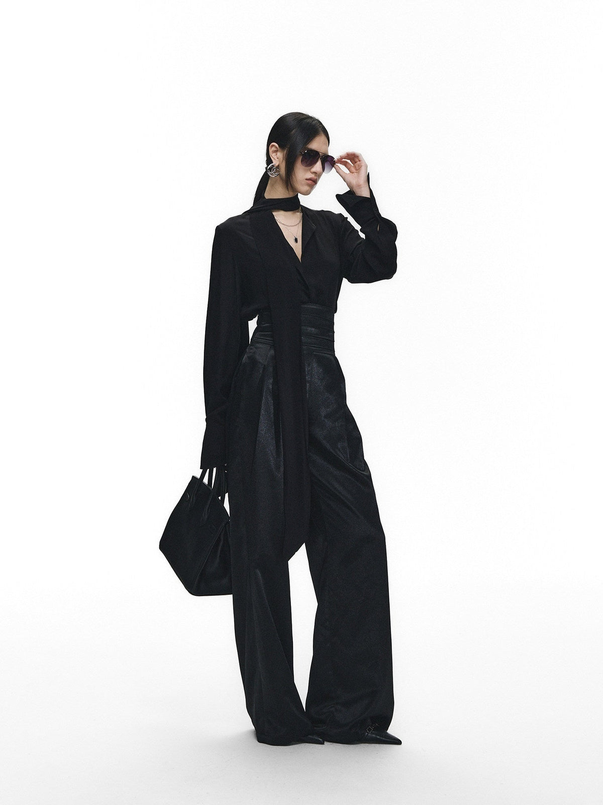 Fanptntox_Satin_Ribbon_Blazer_Lapel_Straight_Women's_Viscose_Casual_Top_&_Pants_Sets_964627289142_MISSTT
