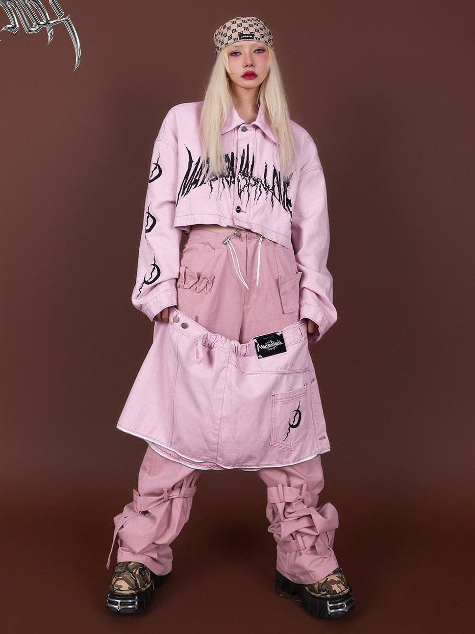 PINKSPINK Reconstructed Deconstructed Embroidered Polo Women's Cotton Matching Skirt Sets