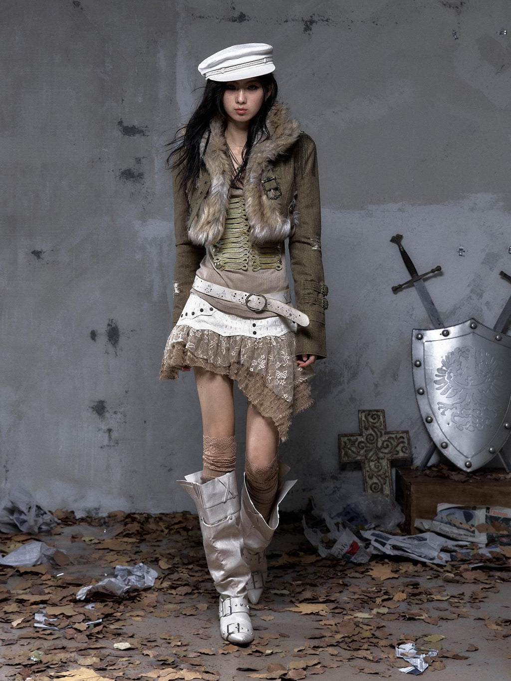 NO ROMANCE Pastel Yellow Faux Two Piece Slim Mid Rise City Walk Casual Women Mini Skirts