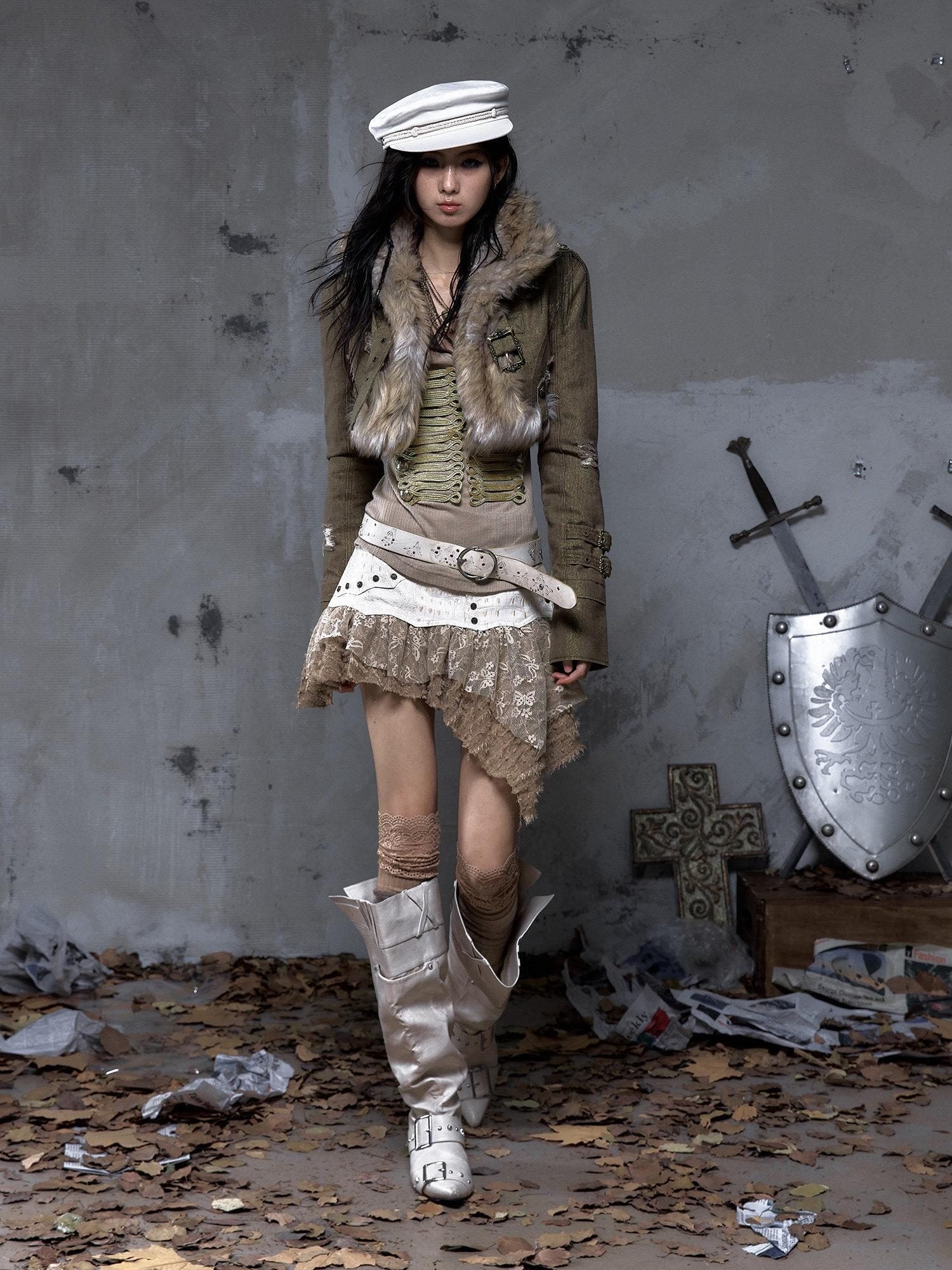 NO ROMANCE Pastel Yellow Faux Two Piece Slim Mid Rise City Walk Casual Women Mini Skirts