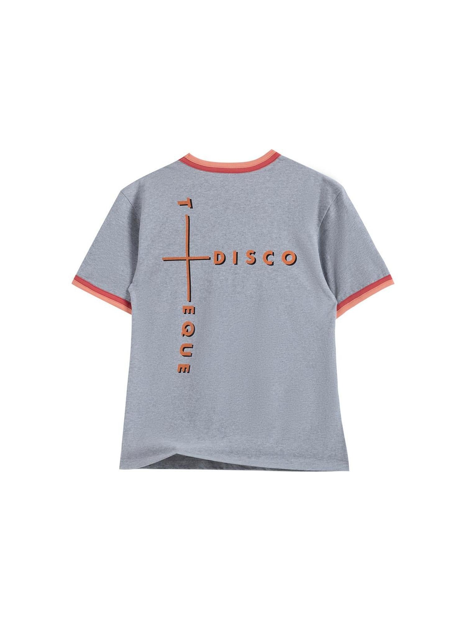 EMOBROTHER Breathable Cotton Printed Letter Slim Fit Long Unisex Grey Short Sleeve T-Shirts