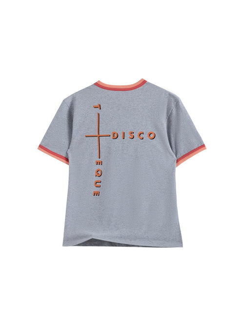 EMOBROTHER Breathable Cotton Printed Letter Slim Fit Long Unisex Grey Short Sleeve T-Shirts