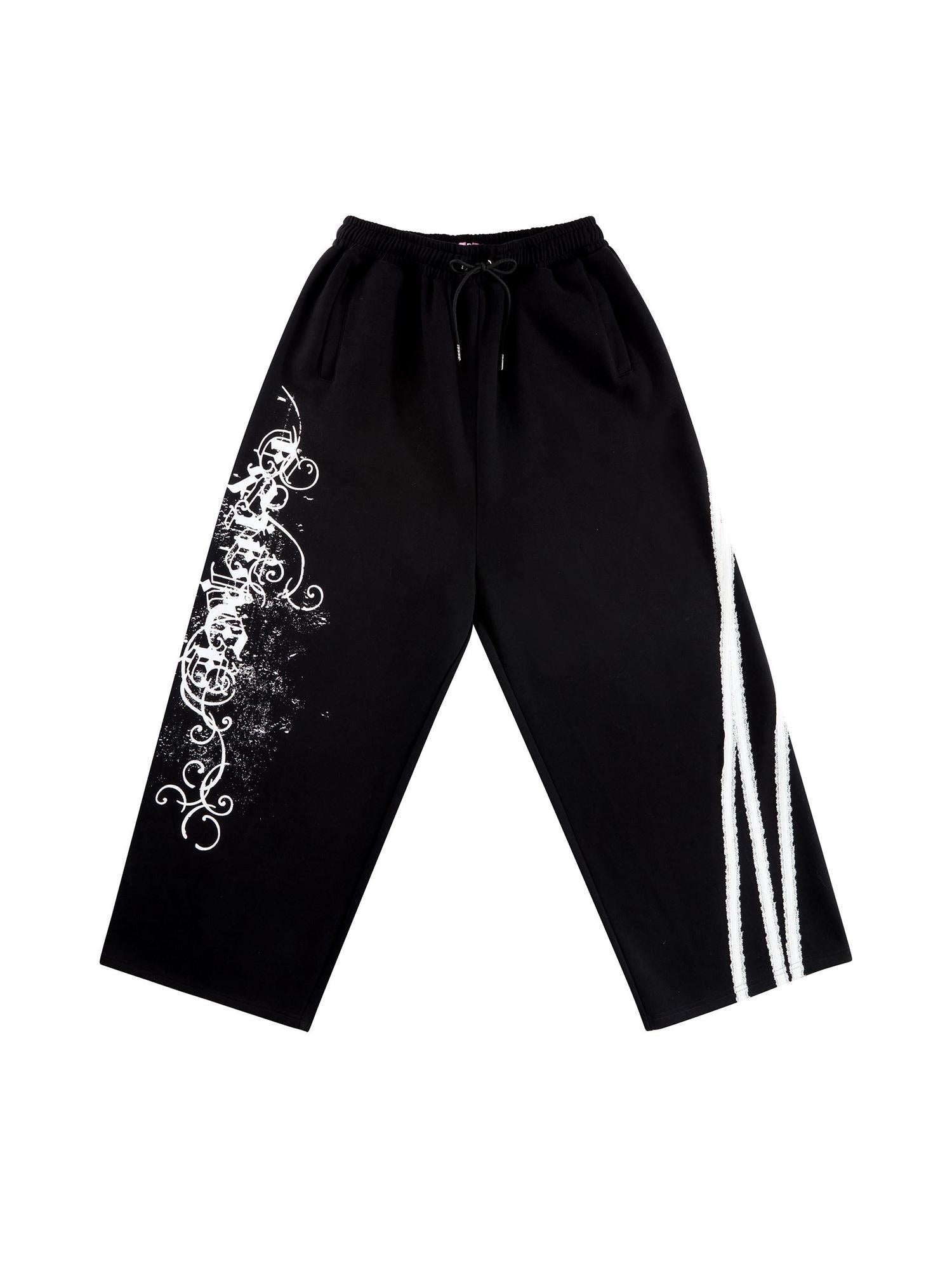 CFIERCE Asymmetric High Waist Durable Loose Fit Street Straight Leg Black Cotton Blend