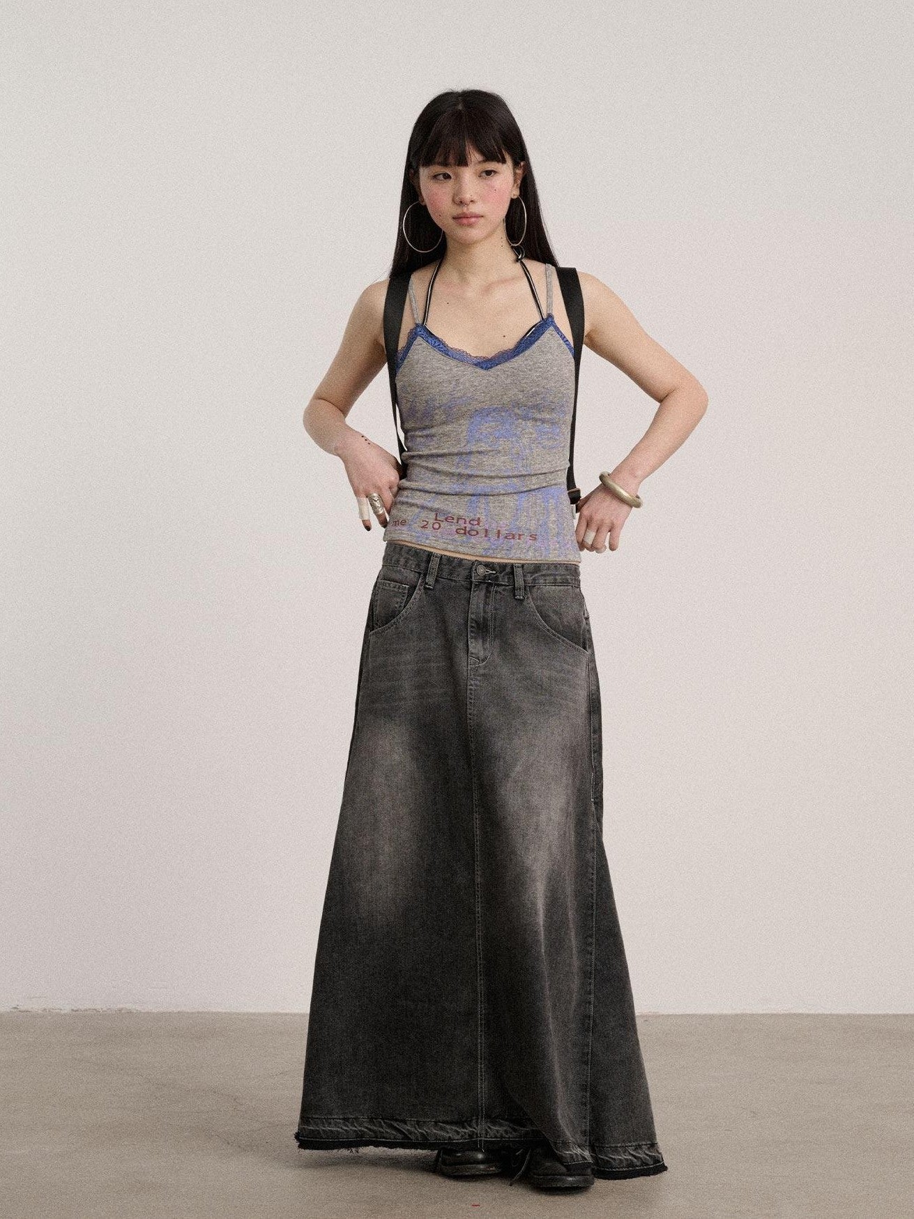 Achihara Letter Print Strappy V-neck Slim Fit Women'S Polyester Lace Camisoles