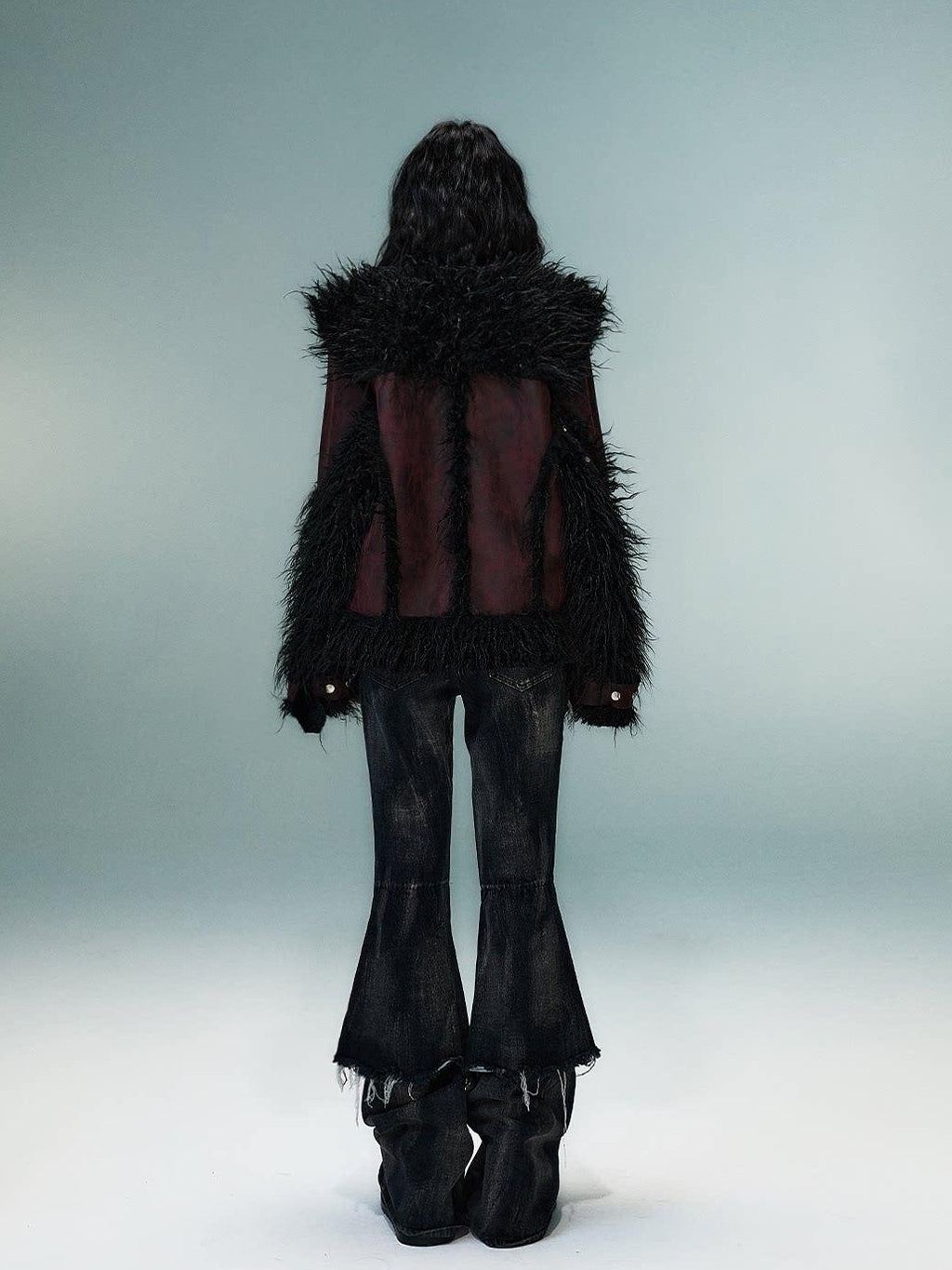 Frustration Garden Warm Oversized Original Zip Patchwork Faux Fur Studs Women Casual Jackets