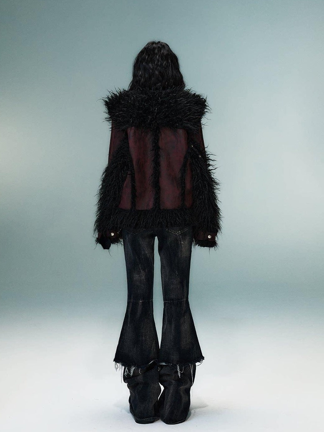 Frustration Garden Warm Oversized Original Zip Patchwork Faux Fur Studs Women Casual Jackets
