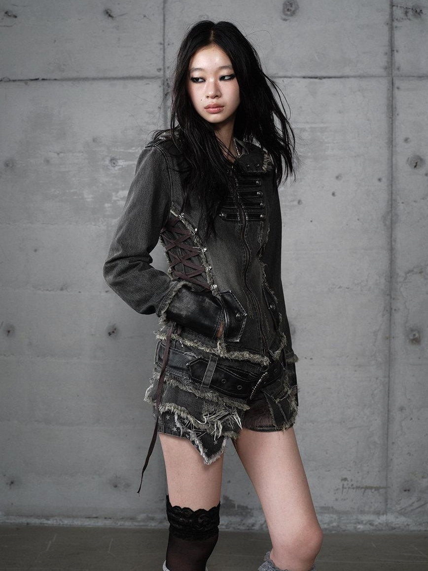 NO ROMANCE Regal Slim Fit Detachable Hood Women 100 Percent Cotton Denim Jackets