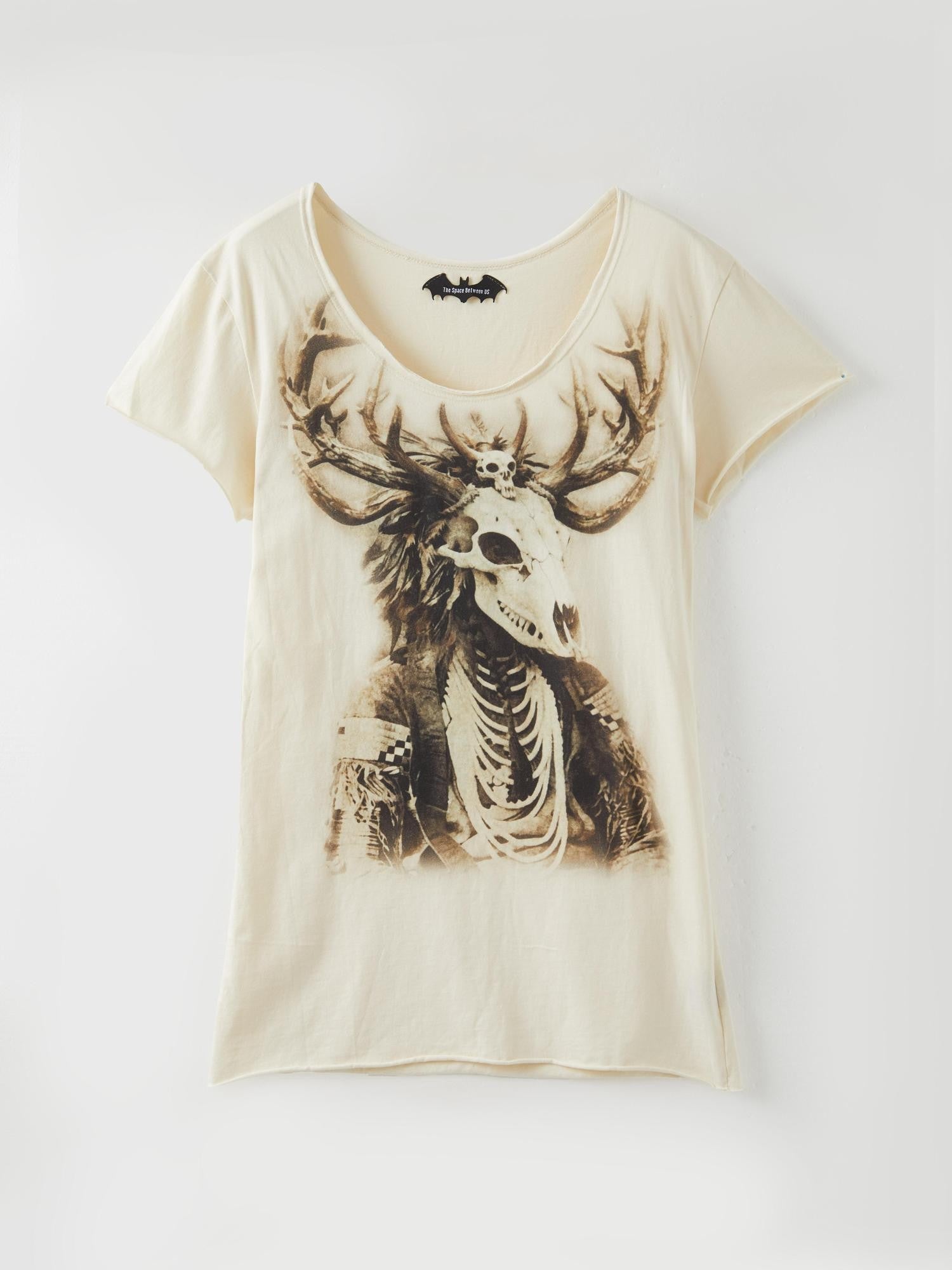 The space between Us Wilderness Skull Slim Fit Rock Women's Cotton Short Sleeve T-shirts