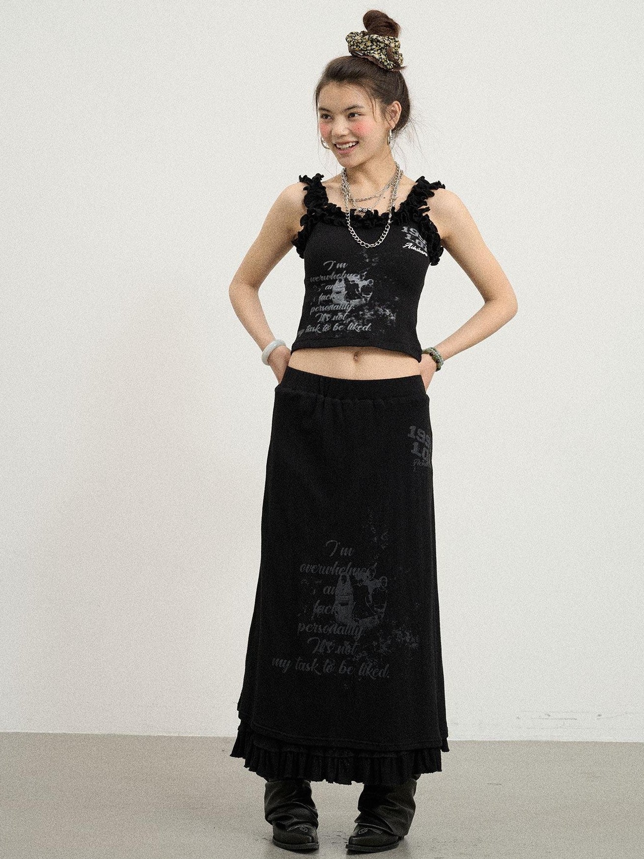 Achihara Black Short Workwear Cami Women'S 65 Cotton 35 Nylon Tank Tops